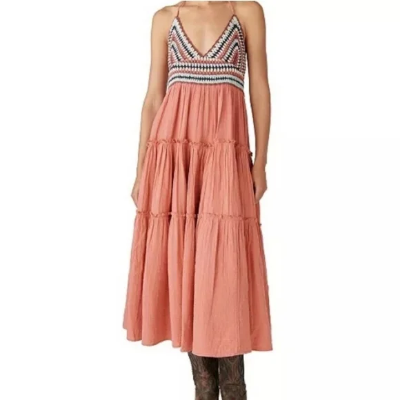 Lucky Brand Rust Crochet Top Halter Dress - Picture 1 of 8